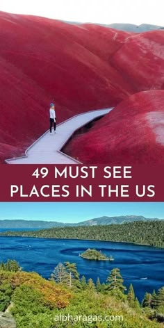 two pictures with the words, 39 must see places in the us and an image of a