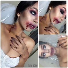 BOOH -- Wanna look the scariest and the best this halloween ?  Click on the link to check our latest collections !  #halloweenmakeup #halloweencostume #hallowbeauty18 #halloween18 #halloweenmakeupideas #halloween #creepy #halloweendecoration #darkartist #darkart #halloweenmakeup #halloween🎃  #halloween2019 #strange #weird #vintage #oldschool #unusual #paranormal #unexplained #gloomy #halloweenseason #decoration #spooky #halloweenspirit #halloween_creepers #everydayishalloween #trickortreat🎃 #t Zombie Bride Makeup, Bride Hair Ideas, Pretty Zombie Makeup, Pretty Zombie, Zombie Crawl, Makeup Zombie, Bride Halloween, Zombie Prom, Halloweenský Makeup