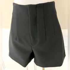 Dressy Shorts With Finished Waist And Hidden Closure, Made With Suiting Fabric Elegant Shorts For Day Out, Black Skort With Built-in Shorts, Elegant Fitted Mini Shorts, Elegant Fitted Above Knee Shorts, Elegant Fitted Above-knee Shorts, Elegant Shorts With Short Inseam For Day Out, Black Fitted High Waist Shorts, Black Shorts With Built-in Shorts For Night Out, Elegant High-waist Skort With Built-in Shorts