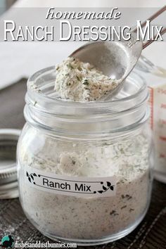 ranch dressing mix in a glass jar with a spoon