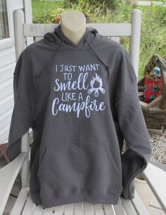 Fall is in the air.... and the Camping is at it's best...  sit around the campfire with this cute hoodie..  8.0 oz., 50/50 cotton/polyester  *Reduced pilling and softer air-jet spun yarn *Double-lined hood with color-matched drawcord (adult style only) *1x1 athletic rib knit cuffs and waistband with spandex *Front pouch pocket *Satin label *Double needle stitching at waistband and cuffs *Quarter-turned Can do in regular Crewneck or in youth sizes and even toddler just message me.   Sweatshirt is Charcoal in Color with white writing... if wanting different color writing please message me. if you are wanting a color I am not showing please message me. Will ship out of the USA  just message me. Comes from a Smoke Free and Pet Free shop Thank you to taking the time to look through my shop... Winter Adventure Cotton Sweatshirt, Comfortable Hooded Hoodie For Outdoor, Cotton Hoodie With Letter Print For Outdoor, Casual Camping Hoodie With Drawstring Hood, Outdoor Cotton Sweatshirt, Casual Hoodie With Drawstring For Camping, Cotton Outdoor Sweatshirt, Comfortable Cotton Sweatshirt For Outdoor, Comfortable Cotton Outdoor Sweatshirt