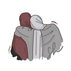 a drawing of a person wrapped in a blanket with their back turned to the camera