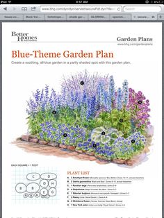 the blue - theme garden plan is shown in this screenshote screen shot from an ipad