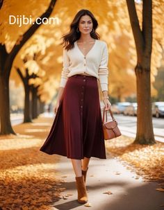 Cream Skirt Outfit, Midi Skirt Fall Outfit, Outfit Ideas Cardigans, Knit Cardigan Outfit, Modest Fashion Fall, Knit Skirt Outfit, Cream Knit Cardigan