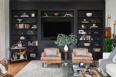 a living room filled with furniture and a flat screen tv