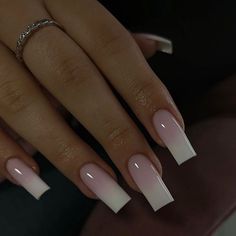 ?2pcs Specials?2 Sets of 24pcs Pink White Ombre False Nail Square Press on Nails Pink French Manicure, Unghie Sfumate, Ballet Nails, Nagel Tips, Color Nails, Nail Forms, Stil Elegant, Nailed It, Stick On Nails