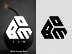 the logo for bom is shown in black and white, with an abstract design