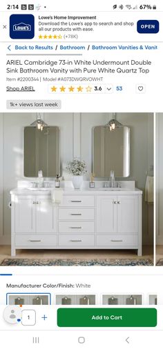 an ad for bathroom vanities and vanitys on the app store's website