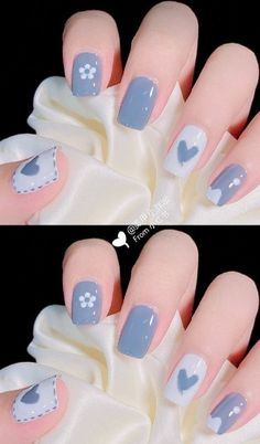 Gel Set Nails Short, Cinnamonroll Sanrio Nails Short, Nail Art Simple Aesthetic, Aesthetic Nail Designs For Short Nails, Gelish Nails Designs, Kawaii Short Nails, Txt Inspired Nails, Nails With Cute Designs, Nail Art Simple Elegant