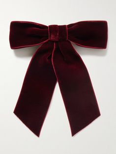 Jennifer Behr's hair clip has been handmade in Brooklyn from thick velvet knotted into a wide bow. The steel French barrette closure ensures it will stay in place all day or night. Thanksgiving Hair, Aria Montgomery, Red Accessories, Jennifer Behr, Velvet Hair, French Barrette, Velvet Bow, Cherry Red, Clothes Collection