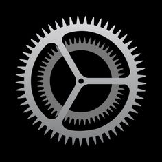 the gear wheel icon is shown on a black background