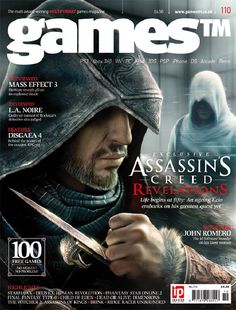 a magazine cover with a man in armor holding a knife and looking at the camera