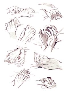 several different hands are shown in this drawing