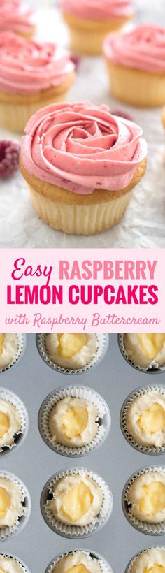 easy raspberry lemon cupcakes with raspberry buttercream frosting