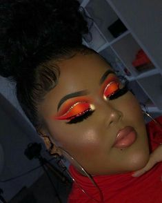 Makeup Orange, Melanin Makeup, Orange Makeup, Face Beat, Dope Makeup