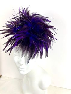 "Kentucky Derby- Grand National Ladies Day- Pink Headpiece- Feather Fascinator- Wedding Fascinator- Bridal Party- Carnival- Ballroom Dance Hello, This feather fascinator is the one that is shipping. Ships in 1 business day! This feather fascinator is made with 8\" wide feathers and is approximately 5\"high. They are placed on a 1/8 matching satin covered band that fits any adult head size (8 to 80 years old) and it's very comfortable. -------------------------------------------------- To return Gold Crown Headband, Hot Pink Hat, Purple Fascinator, Fascinator Wedding, Pink Fascinator, Black Fascinator, Feather Fascinator, Feather Wedding, Cover Band