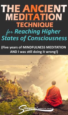 monk sitting atop a high valley cliff overlooking a beautiful village with ancient meditation for reaching higher states of consciousness text overlay Meditation Mantra, Quiet Your Mind, Mindful Meditation, Transcendental Meditation, Meditation Tips, Meditation Rooms, How To Meditate, Source Energy