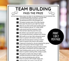 a printable team building pass the prize