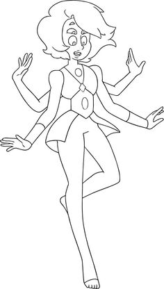 an image of a cartoon character with her hands out to the side, in black and white