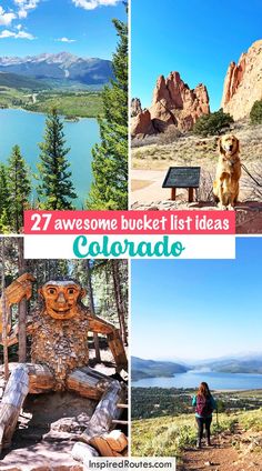 the best things to see and do in colorado, including mountains, trees, and lakes