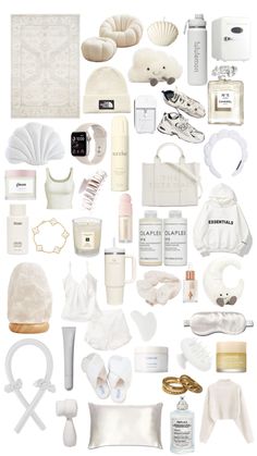 a collage of all white items and accessories