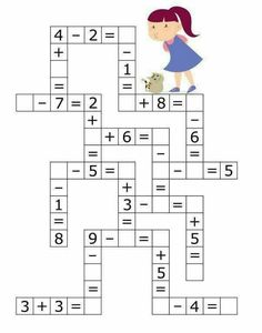 a crossword puzzle game with a girl and her dog on the number line, which is