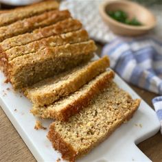 slices of banana bread on a cutting board