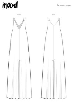 the front and back views of an unlined jumpsuit