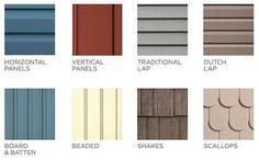 the different types of sidings and their names are shown in this color chart, which includes