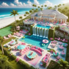 this is an artist's rendering of a mansion on the beach