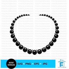 a black and white photo of a beaded necklace with the words svg png eps