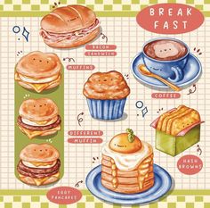 a poster with different types of breakfast foods