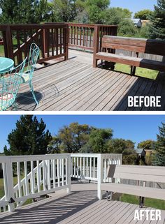 the before and after photos of a deck