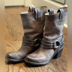 Excellent Used Condition! These Boots Are So Cute In Person. Worn Maybe Once. Harness Boots, Frye Shoes, Shoes Heels Boots, Shoes Women Heels, Heeled Boots, So Cute, Shoes Heels, Size 7, Women Shoes