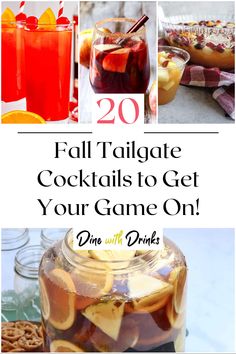 Collage of 4 fall tailgate cocktails. Tailgating Cocktails Football, Football Tailgate Drinks, Tailgate Batch Cocktail, Shots For Tailgating, Tailgate Cocktails Football, Tailgate Shots Alcohol, Tailgate Drinks Alcohol Easy, Tailgating Drinks Alcohol, Fall Tailgate Drinks