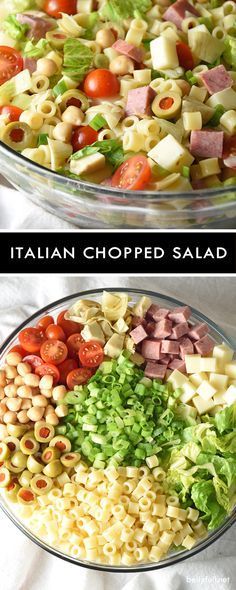 two bowls filled with different types of pasta salad