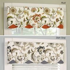 two different types of valances with flowers on them and the same one in red