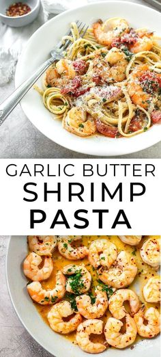 garlic butter shrimp pasta with parmesan cheese