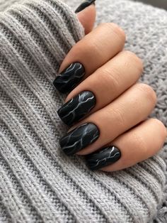 Marble Nail, Black Nails, Nail Polish, Marble, Grey, Black