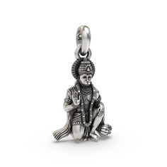 This meticulously crafted 925 Silver Hanuman Pendant is a timeless piece of spiritual adornment, meticulously designed to capture the essence of Lord Hanuman's divine presence. With its intricately detailed features, including Hanuman's iconic mace and faithful demeanor, this pendant serves as a tangible reminder of strength, courage, and unwavering devotion. Each aspect of this pendant is carefully handcrafted by skilled artisans, ensuring that every detail is perfectly rendered to reflect the Symbolic Sterling Silver Jewelry For Puja, Symbolic Silver Jewelry For Puja, White Gold Polished Spiritual Jewelry And Charms, Engraved White Gold Spiritual Jewelry And Charms, Spiritual Hallmarked Jewelry For Puja, Symbolic Jewelry With Oxidized Finish For Rituals, Silver Hallmarked Jewelry For Blessing, Collectible Silver Spiritual Jewelry, Hallmarked Silver Jewelry For Blessing