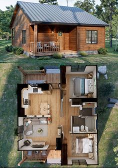 the floor plan for a small cabin in the woods