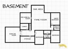 the basement floor plan for an apartment