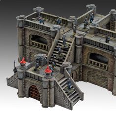 an image of a castle with stairs and turrets on it's sides, set up for play