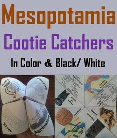 a book cover with the title mespotama cootie catchers in color and black / white