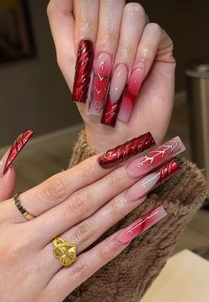 Long Red Nails, Girls Nail Designs, Maroon Nails, Super Cute Nails, Fantasy Nails, Long Acrylic Nail Designs, Stylish Nails Designs, Work Nails, Long Acrylic Nails Coffin