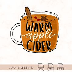 a cup of warm cider with cinnamon on top