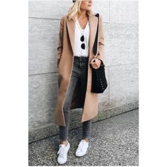 Cozy Camel Tan Button Long Coat Jacket Xs S M L Xl, 100% Polyester, Ships In 7-8 Days Bride Lingerie, Preppy Prom, Trendy Business Casual, Business Formal Dress, Long Coat Jacket, Coachella Dress, Winter Trench Coat, Formal Dresses Gowns, Long Trench Coat