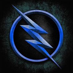 the flash logo on a black background with blue lightning bolt in it's center