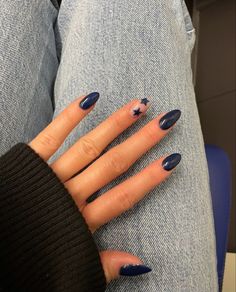 Get your Fall 2019 nail inspiration now! Chrome, matte, glossy, or glitter? All of the above? Which colors are even in? See what’s popular now. Purples Blacks Greens Reds, Pinks, Aubergines G…  ... Nail Design With Blue Color, French Nails Ideas Blue, Nails Inspo For Black Women, Simple Nail Acrylic Designs, Nail Design Beginner, Nails Just Color, Cute Nail Ideas Blue, Navy Blue Aura Nails, Cute Nail Ideas For Acrylics