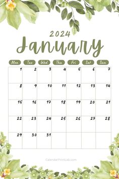 Floral January 2024 Calendar Design January Planner 2024, Calender 2024 January, Calendar 2024 January, January 2024 Calendar Printable Free, January 2024 Calendar Printable, Calander 2024 Design Printable, Free Calendar 2024, 2024 Printable Calendar Free, 2024 Calendar Design